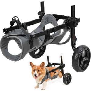 Dog Wheelchair for Back Legs, Light Weight Dog&Cat&Pets Wheelchair Cart with Disabled Hind Legs Walking, Adjustable Doggy Wheelchair Cart with Wheels for Back Legs (Medium-Large, Gray)