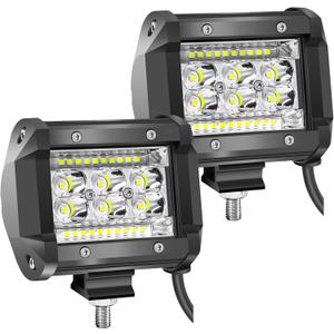LIGHTBOSS 4Inch LED Pod Lights, 2Pcs 12V 24V Flood Spot Combo Triple Row Driving Lamp, 78W Off-Road LED Work/ Fog Lights Cube Pods for Truck Jeep Van Camper Golf Cart ATV UTV SUV Boat, White Beam