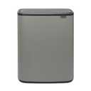 Brabantia Bo Touch Top Kitchen Trash Can with Dual Compartments | Mineral Gray | 2 x 8 Gal Inner Buckets | Soft-Close Garbage Can, Light Touch Opening, Stay-Open Lid | Fits Against Wall | + Trash Bags