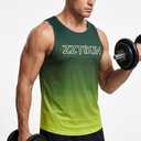 ZZTIKIN Men's Quick-Dry Tank top, Suitable for Running, Gym Workout, Sports-Type Muscle, Cooling Fabric Sleeveless Shirt (US, Alpha, XX-Large, Regular, Regular, Gradient Green) (XXL)