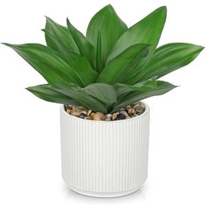 Hollyone Artificial Agave Plants Fake Succulent Agave Plant Potted in White Pot Succulents Aloe Plant for Desk Modern Office Living Room Table Shelf Home Indoor Outdoor Decor (Style 4)