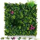 Artificial Grass Wall Panels, 20"x20" 12pcs Greenery Backdrop with Mint Plant Leaves, UV-Anti Fake Greenery Plant Boxwood Panels for Privacy Fence Screen, Outdoor Green Wall Decor for Patio Garden