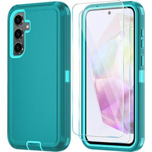 Qinmay Phone Case for Samsung Galaxy A36 5G Case with HD Screen Protector, Heavy Duty Shockproof & Dropproof 3-Layer Cover Phone Case for Galaxy A36,LakeSkyBlue