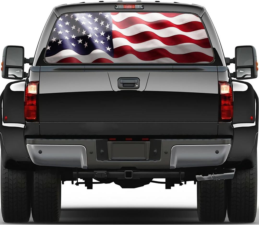 Truck Decals - American Flag, 65x20in, Gift for Men, Dad, Grampa, Boyfriend