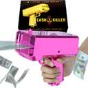 Money Gun ShooterGusil Cash Cannon Bills Gun Make It Rain Toy Gun,Handheld Spary Cash Gun for Game Movies Party Supplies (Pink)