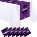 6 Pcs Plastic Graduation Table Runner 2025 Congrats Grad Cap Table Decoration 14 x 108 Inch Disposable Tablecloth for Prom Class of 2025 Graduation Party Supplies Favor(Purple)