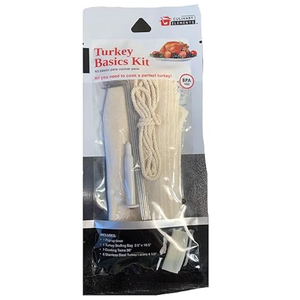 Turkey Basics Kit: Make the Perfect Turkey, Includes Pop-up Timer, Stuffing Bag, Twine & 6 Stainless Steel Turkey Lacers,  3 Pcs