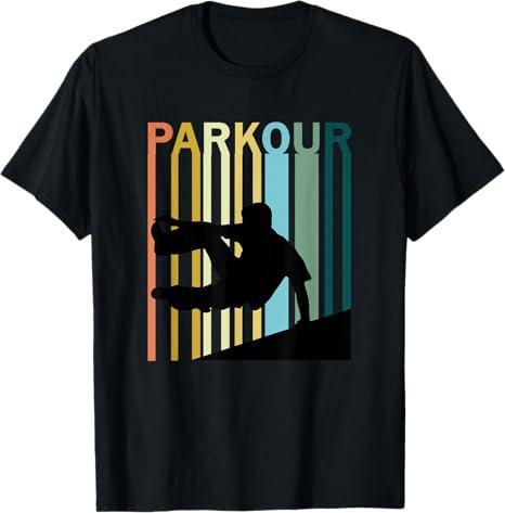 Vintage Style Parkour Silhouette T-Shirt Size S