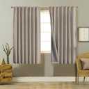 Joydeco 100% Black Out Curtains 63 inch Long 2 Panels Burg Natural Blackout Linen Drapes for Bedroom Living Room Darkening Curtain Thermal Insulated Back tab Rod Pocket, (37x63 inch, Linen) (37"W x 63" L (Pack of 2)