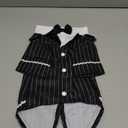 DENTRUN Dog Tuxedo Suit with Bow Tie - Formal Black & White Striped Pet Costume Shirt, Elegant Wedding Outfit Birthday Party Attire for Siberian Husky Border Collie Large Dogs, XL