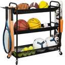 STORAGE MANIAC Basketball Rack 3-Shelf Training Stand Ball Holder Sports Ball Cart Garage Organizer Ball Basket Storage, Ball Rack for Garage or Gym, Indoor & Outdoor Sports Equipment Organizer