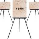 DJAR 3 Pcs 63" Wooden Easel Stand for Sign, Dual-use Adjustable Height, Wood Floor Display Easel for Wedding, Welcome Board, Poster, Picture, Photo- Black