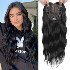Hair Toppers for Women 20" Wavy Hair Topper 6.5"x6.5" Base Hairtoppers for Women with Thinning hair Synthetic Hairpieces Wavy Clip in