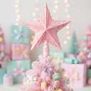 Sosation Pastel Candy Christmas Tree Topper 8.66 Inch Pink Candy Star Treetop Decoration Macaron Tree Topper for Christmas Birthday Party Supplies Pastel Xmas Holiday Decor