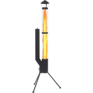 64 Inches Rocket Stove, Wood Pellet Patio Heater with Glass Tube, Portable Fireplace for Backyard, Porch, Patio and Garden