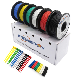 Fermerry 18 AWG Stranded Wire Spool 10ft Each 6 Colors Flexible 18 Gauge Silicone Hook up Wire Kit Electrical Tinned Copper Wire