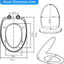 YNR Toilet Seat with Slow Close Hinges, Standard Elongated Toilet Seat with Non-slip Seat Bumpers, Easy to Install & Clean, Heavy Duty PP Material, Fits All Toilet Brands (Y6)