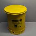 Justrite 10 Gallon Galvanized Steel Oily Waste Can, 18" x 14" Metal Oil Rag Safety Can with Foot Operated Self-Closing Lid for Oil Rag Disposal, Made in The USA, Yellow, 09301