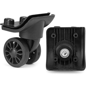 1 Pair Luggage Wheels Replacement Black Suitcase Replacement Parts Caster Trunk Wheels Luggage Suitcase Trolley, Double-Row Wheels