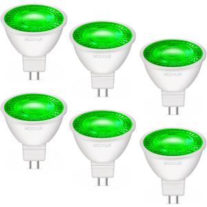 LED MR16 Green Light Bulb 4W, 20W 35W 50W Halogen Equivalent, 12V Low Voltage GU5.3 Bi-Pin Led Green Bulbs for Christmas Outdoor Landscape Yard Garden Tree Pool Holiday Lighting, 38 Deg, 6 Pack