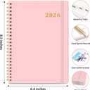 2026 Planner, Weekly and Monthly Calendar Planner Book, January 2026 - December 2026, Hardcover Spiral Planner with Monthly Tabs, Notes Pages, Perfect for Women & Men, A5 (6.4" x 8.5") - Pink
