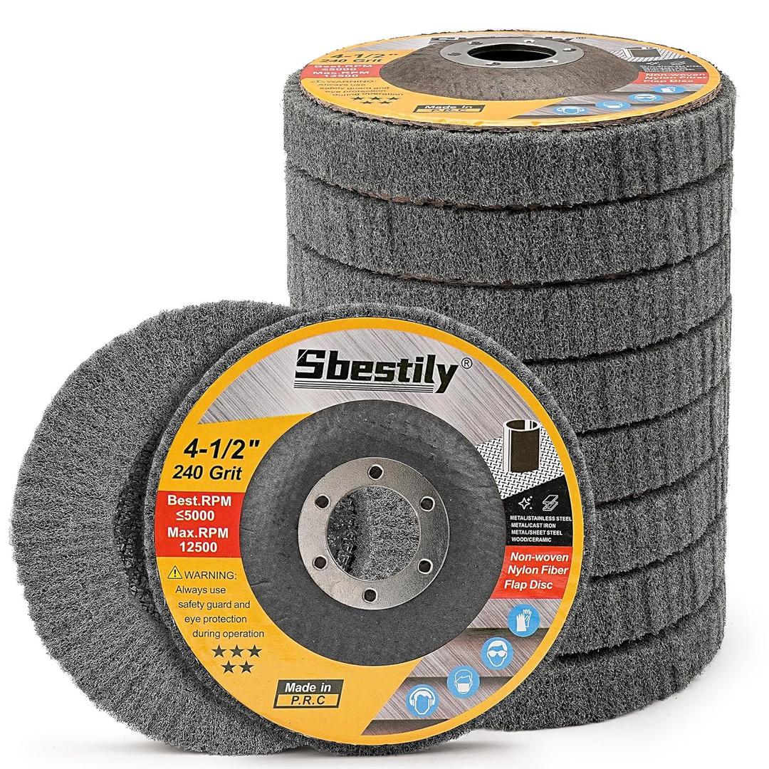 Sbestily 10Pcs 600 Grit Scour Flap Disc 4 1/2 Inch Fine Polishing Buffing Wheel for Metal Stainless Steel Angle Grinder Scouring Pads Scuff Sanding Discs Paint Rust Remover