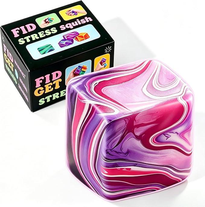 1 Pack Fidget Toys Squishy Stress Cube, Stress Balls for Kids Adults Squishies Stress Relief, Ice Squishy Cube Sugar Balls, Sensory Toys for Kids with Autism, Fidgets for Classroom Prize Toys (Purple)