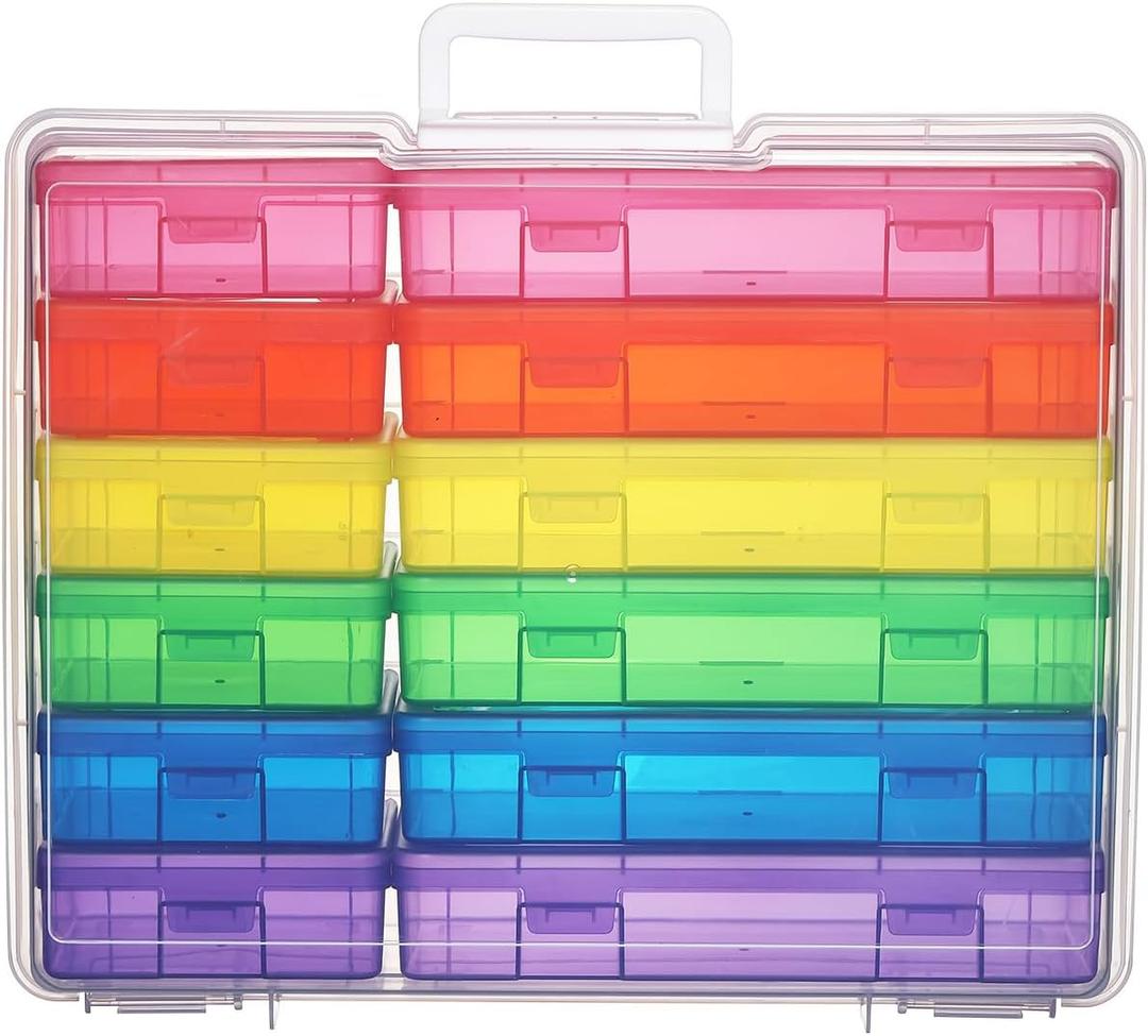 Plastic Storage Box Arts & Crafts Storage Boxes & Organizers With Large Storage Box Organizers And Small Rectangular Plastic Container For Craft Storage (6 Medium+ 6 Small-Color)