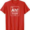 Ah The element of surprise funny geek periodic table T-Shirt (Red, L)