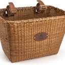 Bike Basket, Handmade Rattan Bicycle Baskets, Front Bike Baskets for Women’, Retro Style Bike Baskets for Adult Bikes (Brown)