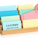 4 Tier Index Card Display Stand 3x5 Inch Index Card Organizer Wood Sticky Note Holder Business Card Display Stand 8 Pockets for Desktop 600 Sheets Capacity for Office Business Table