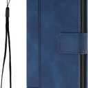 Wallet Case for Samsung Galaxy S24 Ultra, Galaxy S24 Ultra Case with Card Holder Leather Flip Case with Kickstand Magnetic Protection Compatible with Samsung Galaxy S24 Ultra Smile Blue