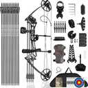Archery Ready to Hunt Compound Bow Package for Adults and Teens,25"-31" Draw Length,0-70 Lbs Draw Weight Adjustable,up to 320 fps,Made in USA,Lightweight Design P3 Bow,2025 New, Black Right Handed Pro