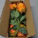 Artificial Roses 10 Pcs - Lifelike Single Stem Fake Roses with Natural Petal Texture,Fade-Resistant Silk Flowers for Wedding Decor,Home Vase Arrangements,Party Centerpieces(10, Orange)