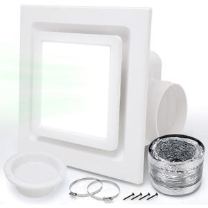 Bathroom Exhaust Fan, Bathroom Vent Fan with Light, 110 CFM 1.0 Sones 4 Inch Duct, Quiet Square Shower Exhaust Fan with Light