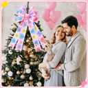 Liliful Valentine's Day Tree Topper Bows Pink Candy Heart Wreath Bow Decoration Gift Conversation Heart Topper Bows for Front Door Holiday Wreath Wedding Party Wall Home Outdoor Decor