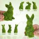 Ipetboom 2pcs Easter Bunny Ornaments Set - Green Garden Rabbit Decor for Spring Patio Lawn Home and Office Decoration Flocked Bunnies Craft Scene Layout Adornment