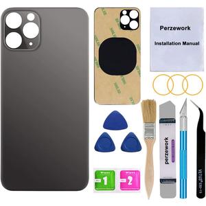OEM Rear Back Glass Replacement for iPhone 11 Pro Max 6.5 inches with Reparing Toolkit and Pre-Installed Adhesive (Space Gray/Black)