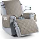 TAOCOCO 100% Waterproof Recliner Chair Cover, Oversized Recliner Covers for Large Recliner Chair with Double Straps, Non Slip Reclining Chair Cover for Kids, Pets(28'', Light Brown)