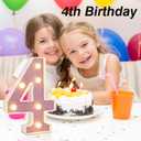 LED Marquee Numbers, Light Up Numbers for Party, Small Light Up Letters, Battery Powered Lighted Number for Birthday or Home Decor (Pink Glitter 4)