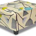 Ottoman Cover Square Slipcovers Printed,Stretch Footrest Stool Cover for Ottoman Square,Soft Foot Stool Cover Protector with Nonslip Elastic Bottom (Medium,Flower D) (M Length&Width:30-38",Height:14-20")