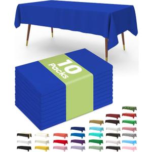 Pureegg Plastic Table Cloth Disposable 10 Pack, 54 x 108 Inch Table Cloths, Patriotic Decorations, Thanksgiving, Veterans Day Tablecloths, Rectangle, Plastic Cover, Leakproof & Sturdy, Navy Blue