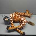 Giant Stuffed Giraffe Animal Set, 47 Inch Large Giraffe Plush Toy for Kids with Bird & Basket & Leaves & Card, Toddler Lifelike Standing Toys Stuffed Animal Gift for Girls Boys