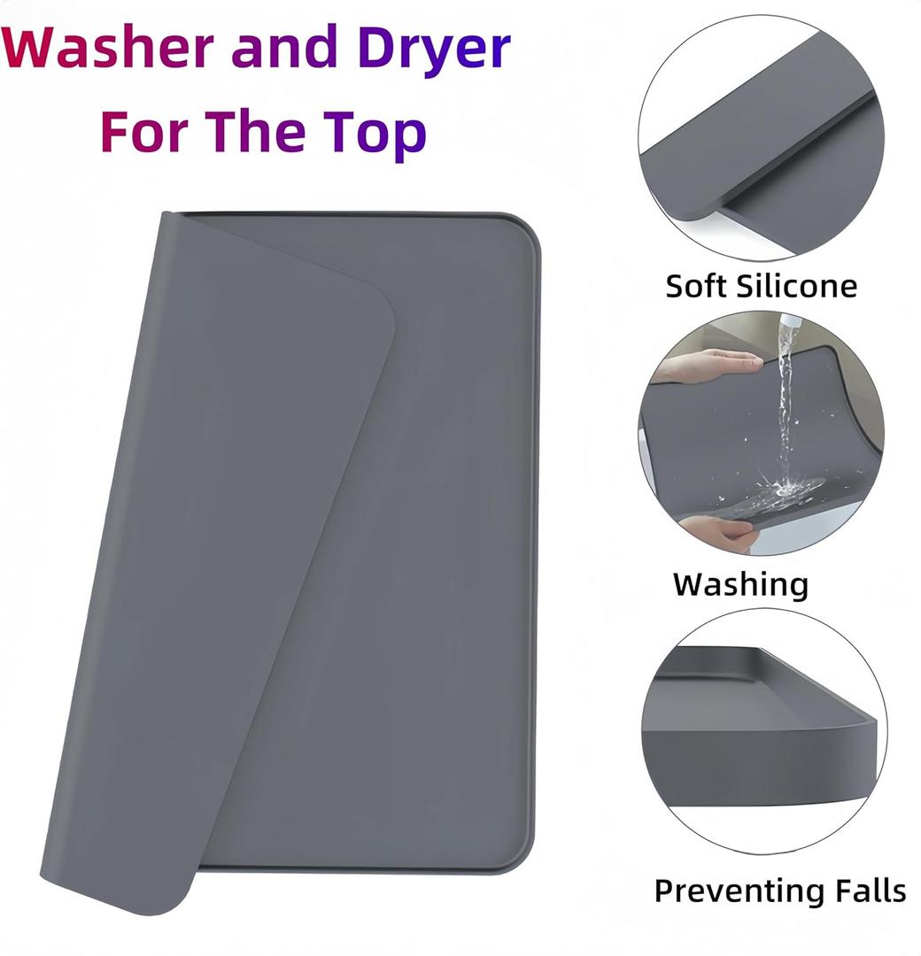 Washer Dryer Countertop,23.6"X23.6'' Silicone Washer and Dryer Covers for The Top ,Waterproof Dust Washing Machine Cover Protection Pad for Laundry Hamper Counter Storage Organization (2 Pack)
