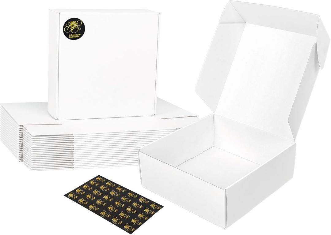 White Shipping Boxes 8x8x3 Inches, 30 Pack Corrugated Cardboard Mailer Boxes for Packaging Small Business Mailing Gift