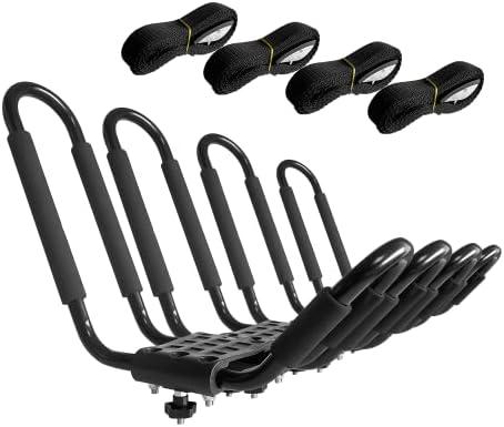 HIGHRAZON Kayak Roof Rack, 2 Pair J-Bar Roof Rack with 4 Ropes. Heavy Duty Kayak Roof Carrier for Your Canoe SUV and Trucks