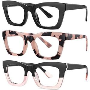 Okany Blue Light Blocking Glasses for Women Men Fashion Computer Screen Gaming TV Phones Anti Eyestrain & UV Glare Glasses 3 Pack