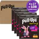 Pull-Ups Girls' Night-Time Potty Training Pants, Size 3T-4T, 108 Count