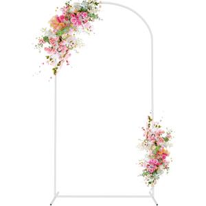 Wokceer Wedding Arch Backdrop Stand 6.6 FT White Metal Arch Chiara Backdrop Stand for Wedding Ceremony Birthday Party Photo Booth Outdoor Indoor Garden Balloon Arch Decoration