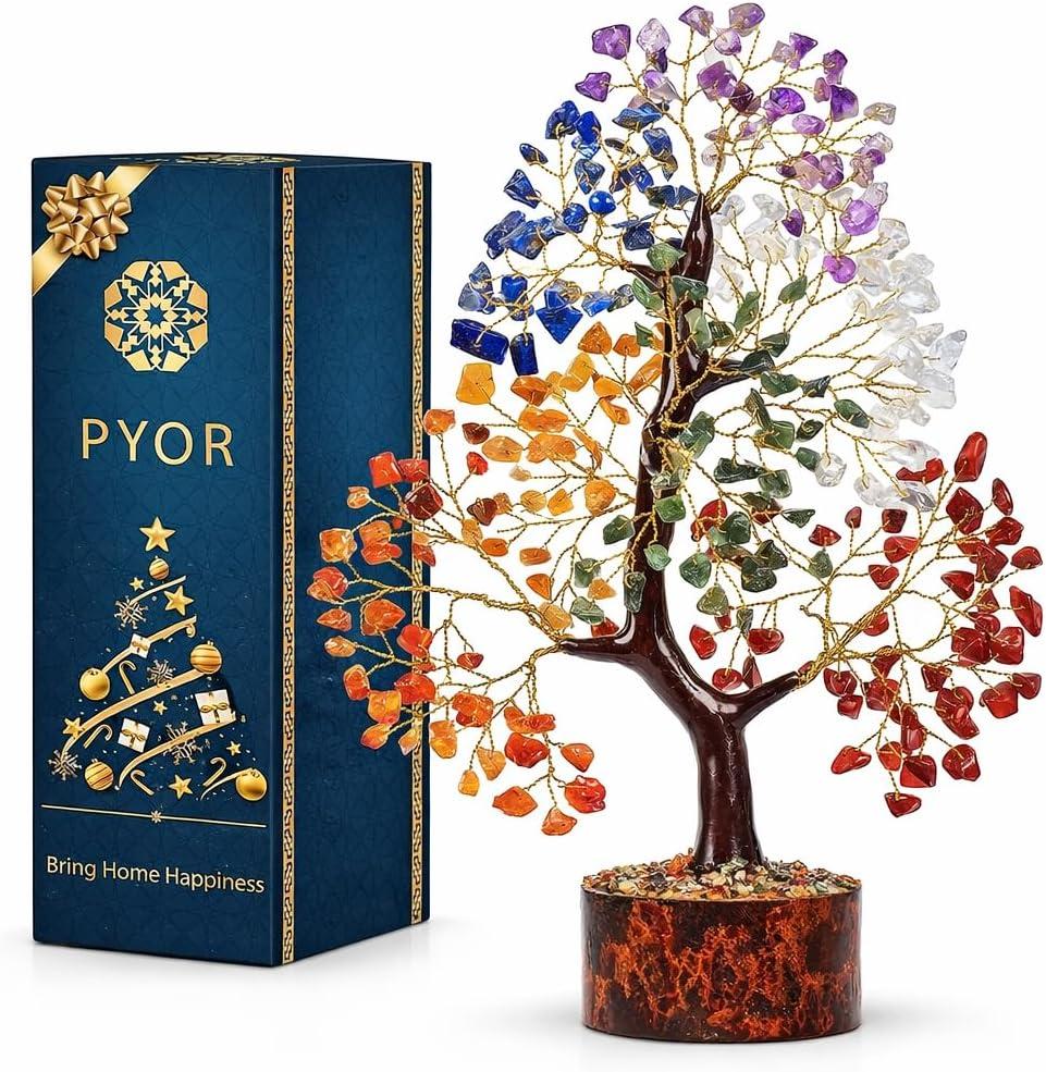 PYOR 7 Chakra Tree of Life Crystal Tree  Healing Crystals & Stones | Housewarming Gift for New Home | Birthday Gift for Women | Home Decor Office Decor | Room Decor